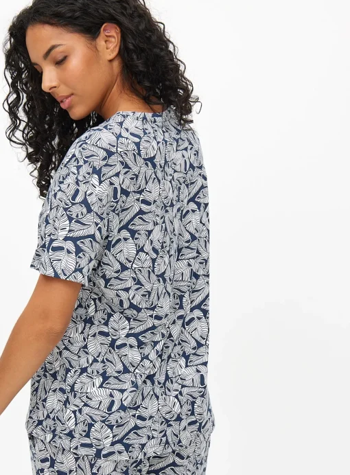 Blue Banana Leaf Print Co-ord Pyjama Top L
