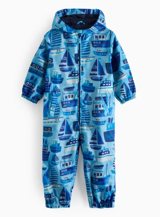 Blue Boat Printed Hooded Puddlesuit 1-2 years