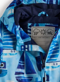 Blue Boat Printed Hooded Puddlesuit 1-2 years