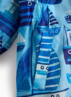 Blue Boat Printed Hooded Puddlesuit 1-2 years