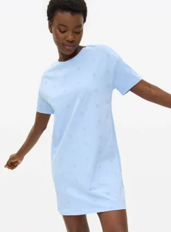 Blue Broderie Embroidered Nightdress L