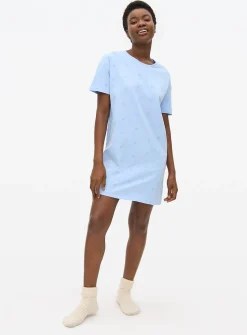 Blue Broderie Embroidered Nightdress L