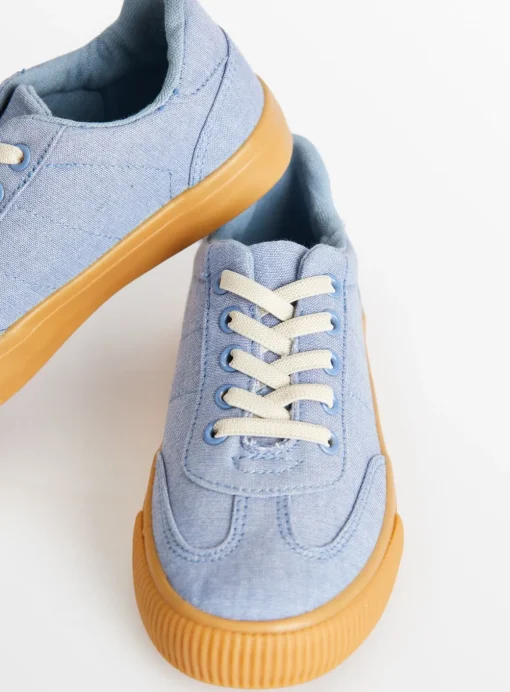 Blue Canvas Retro Style Trainers 7 Infant