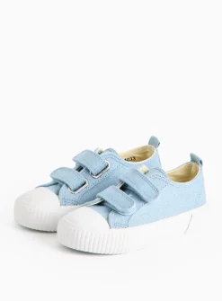 Blue Chambray Twin Strap Canvas Trainers 10 Infant