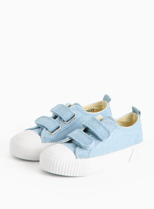 Blue Chambray Twin Strap Canvas Trainers 10 Infant