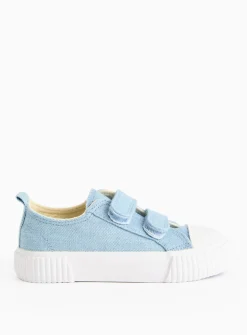 Blue Chambray Twin Strap Canvas Trainers 10 Infant