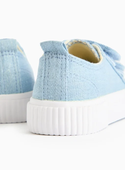 Blue Chambray Twin Strap Canvas Trainers 10 Infant