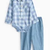 Blue Check Bodysuit & Corduroy Trousers Set 18-24 months