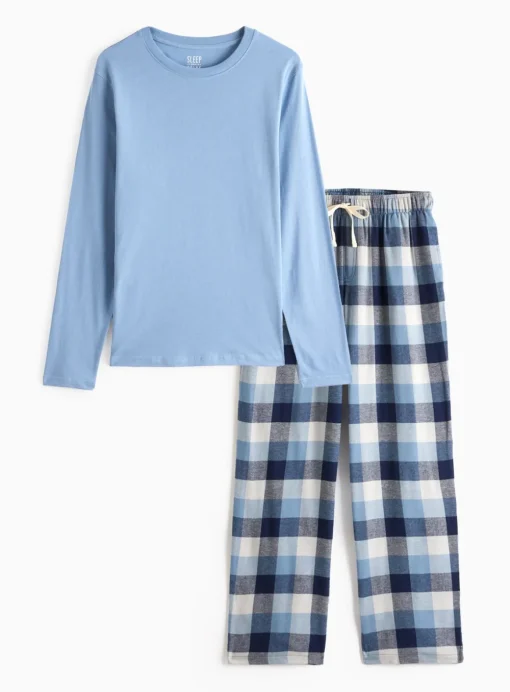 Blue Check Long Sleeve Pyjamas XL