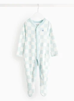 Blue Checkerboard Little Brother Sleepsuit Up to 3 mths