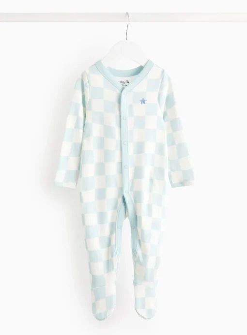 Blue Checkerboard Little Brother Sleepsuit Up to 3 mths