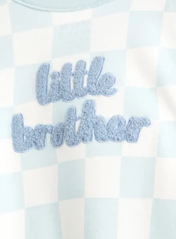Blue Checkerboard Little Brother Sleepsuit Up to 3 mths