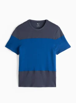 Blue Colour Block Stripe T-Shirt S