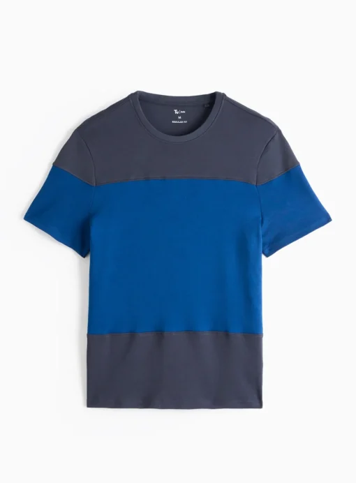 Blue Colour Block Stripe T-Shirt S