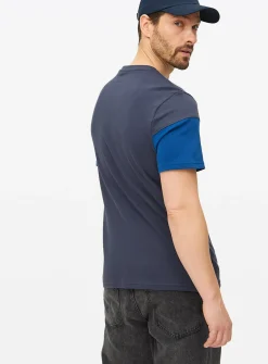 Blue Colour Block Stripe T-Shirt S