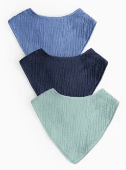 Blue Cotton Hanky Bibs 3 Pack One Size