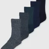 Blue Cushioned Comfort Sole Socks 5 Pack 6-8.5