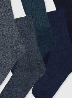 Blue Cushioned Comfort Sole Socks 5 Pack 6-8.5