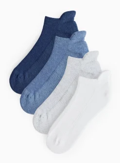 Blue Cushioned Sole Trainer Socks 4 Pack 9-12
