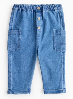 Blue Denim Button Jeans Up to 3 mths