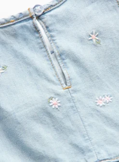 Blue Denim Floral Tiered Chambray Dress 1-2 years