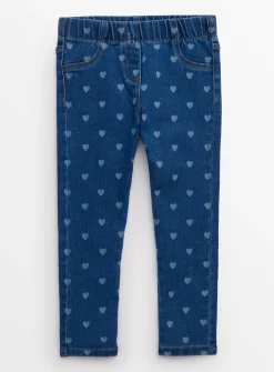 Blue Denim Heart Design Jeggings 1-2 years