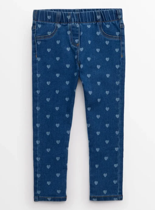 Blue Denim Heart Design Jeggings 1-2 years