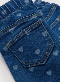 Blue Denim Heart Design Jeggings 1-2 years