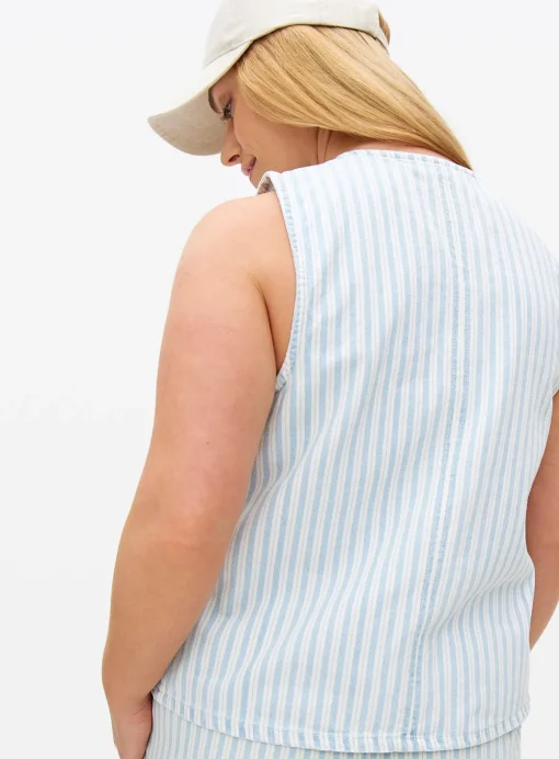 Blue Denim Striped Co-ord Waistcoat 16