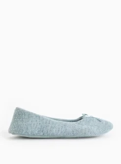 Blue Diamante Ballerina Slippers 5
