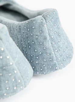 Blue Diamante Ballerina Slippers 5