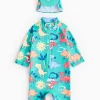 Blue Dino Print Sunsafe Swimsuit & Keppi Hat Set 9-12 months