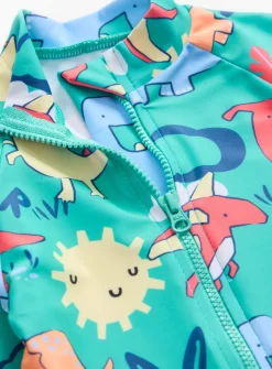 Blue Dino Print Sunsafe Swimsuit & Keppi Hat Set 9-12 months