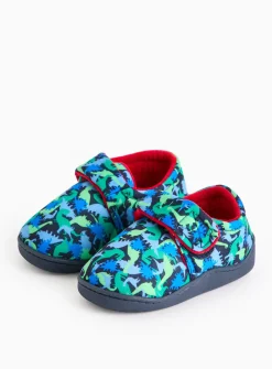 Blue Dinosaur Print Cupsole Slippers 6-7 Infant