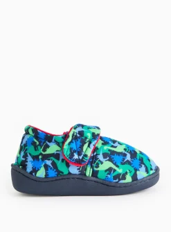 Blue Dinosaur Print Cupsole Slippers 6-7 Infant