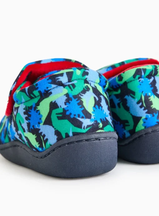 Blue Dinosaur Print Cupsole Slippers 6-7 Infant