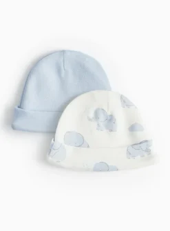 Blue Elephant Print Cotton Hats 2 Pack 4lbs - 1.8kg