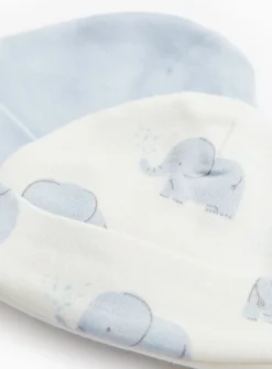 Blue Elephant Print Cotton Hats 2 Pack 4lbs - 1.8kg