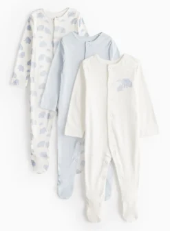 Blue Elephant Printed Sleepsuits 3 Pack 9-12 months
