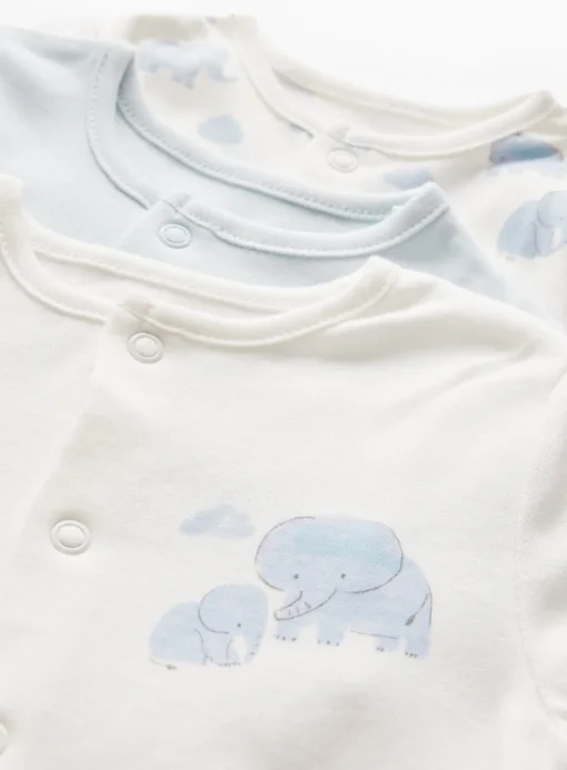 Blue Elephant Printed Sleepsuits 3 Pack 9-12 months