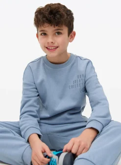 Blue Embossed Urban Creative Collective Sweatshirt & Joggers Set 8 years