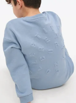 Blue Embossed Urban Creative Collective Sweatshirt & Joggers Set 8 years