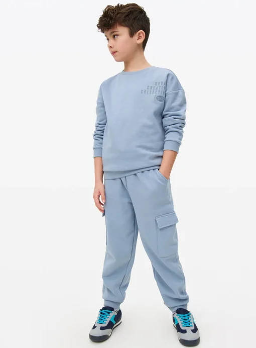 Blue Embossed Urban Creative Collective Sweatshirt & Joggers Set 8 years
