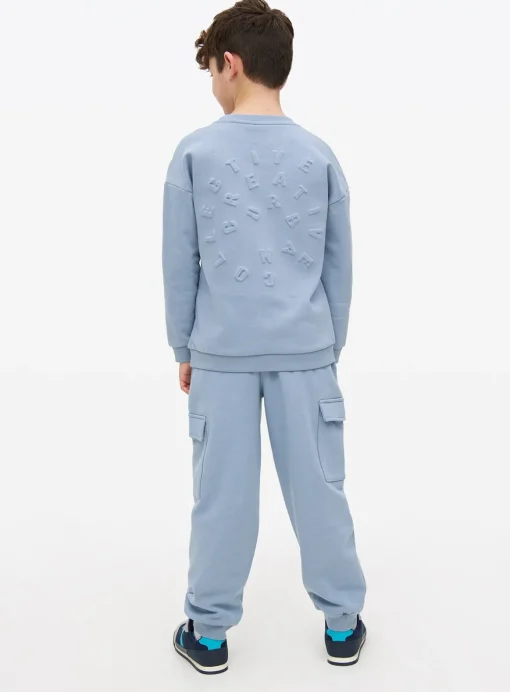 Blue Embossed Urban Creative Collective Sweatshirt & Joggers Set 8 years