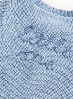 Blue Embroidered Little One Knit Cardigan 6-9 months