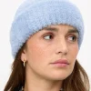 Blue Eyelash Knitted Beanie Hat One Size