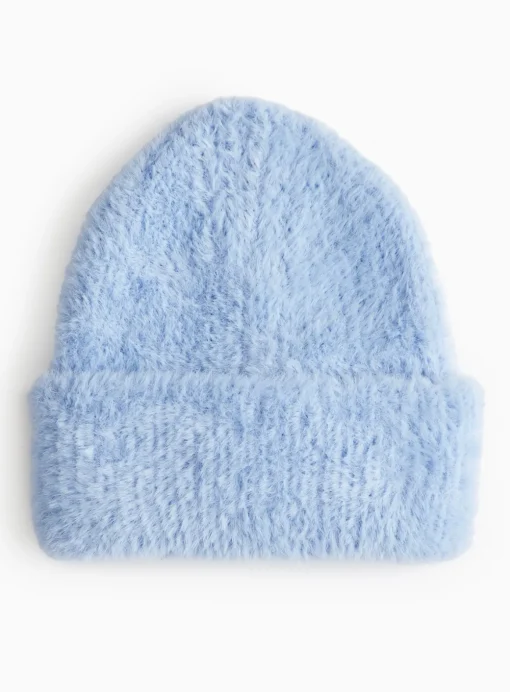 Blue Eyelash Knitted Beanie Hat One Size