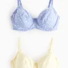 Blue Floral & Yellow Underwired Full Cup Bra 2 Pack 36DD