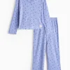 Blue Floral Pointelle Pyjama Set 7-8 years