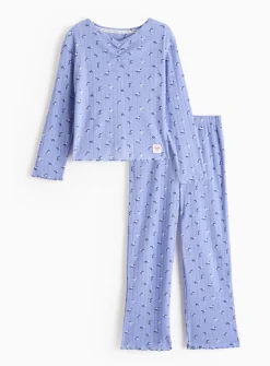 Blue Floral Pointelle Pyjama Set 7-8 years